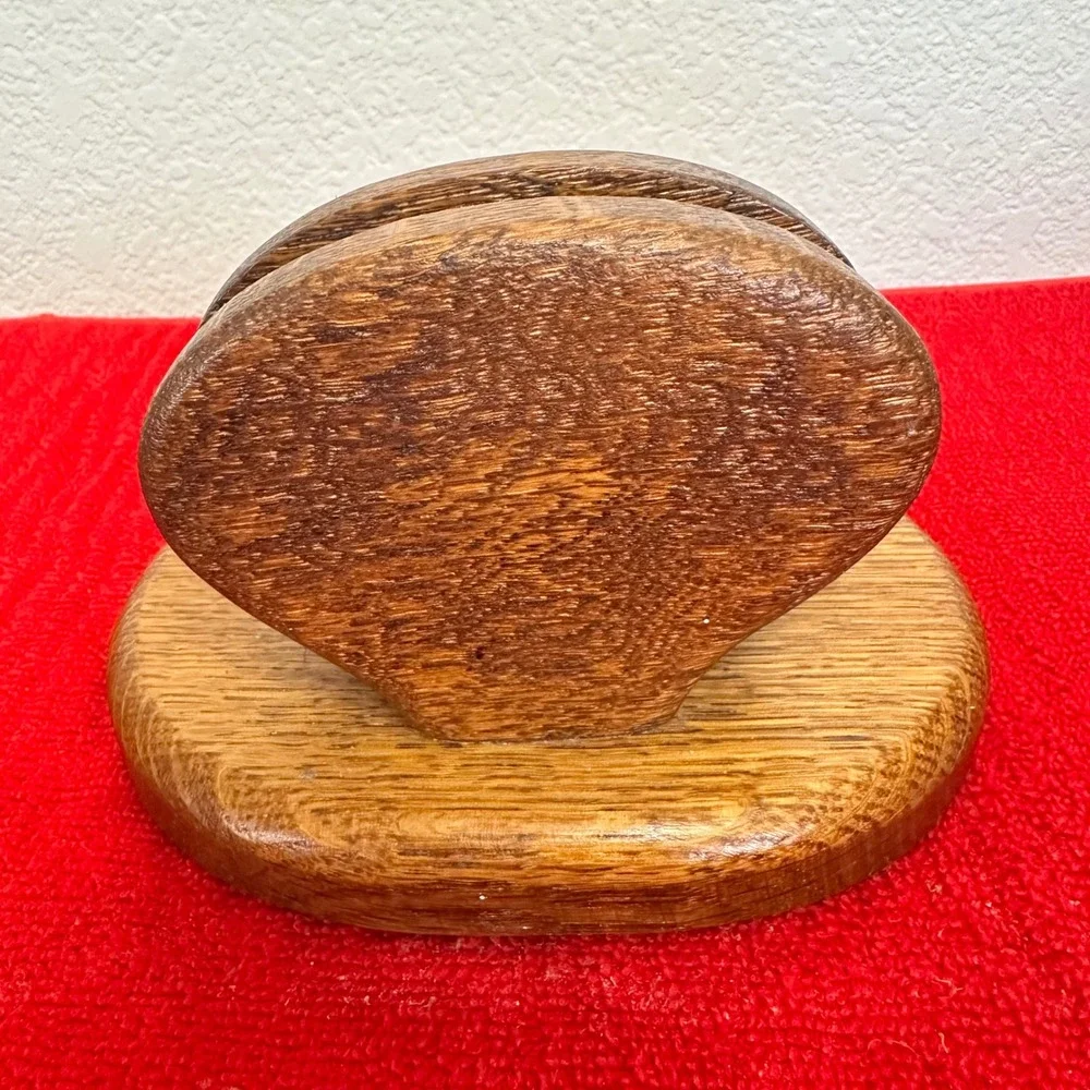 Vintage JerEd Fine Wood Products Bird Napkin Holder Ceramic Bird Accent